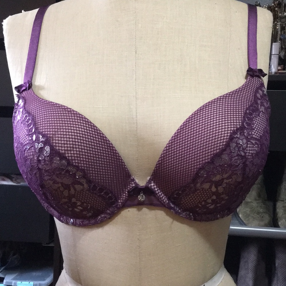 Purple & Metallic Lace Bra